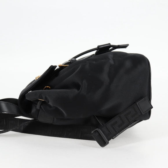 VERSACE Backpack Nylon Black Gold Auth 118729A