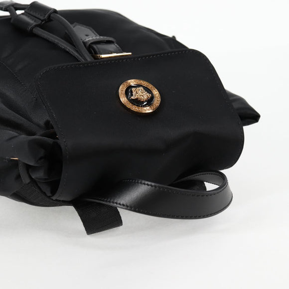 VERSACE Backpack Nylon Black Gold Auth 118729V