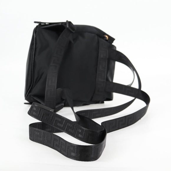 VERSACE Backpack Nylon Black Gold Auth 118729V