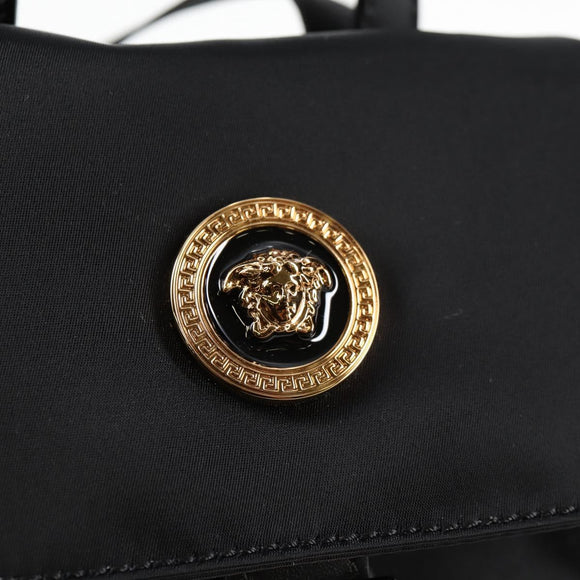 VERSACE Backpack Nylon Black Gold Auth 118730A