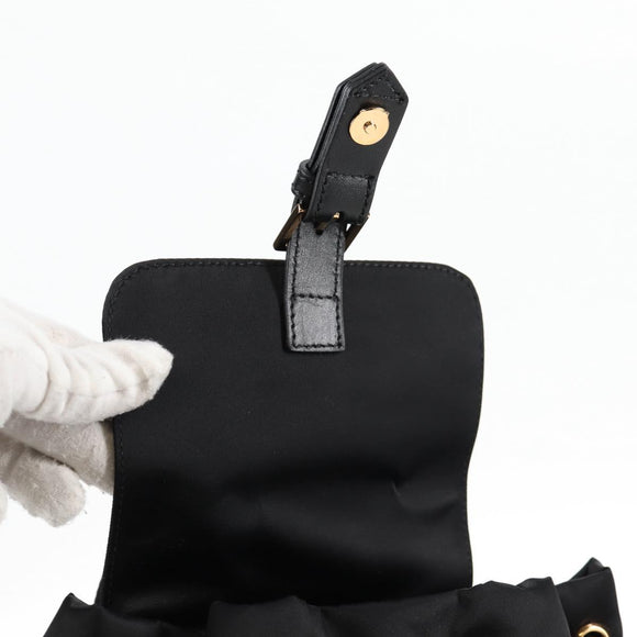 VERSACE Backpack Nylon Black Gold Auth 118730A