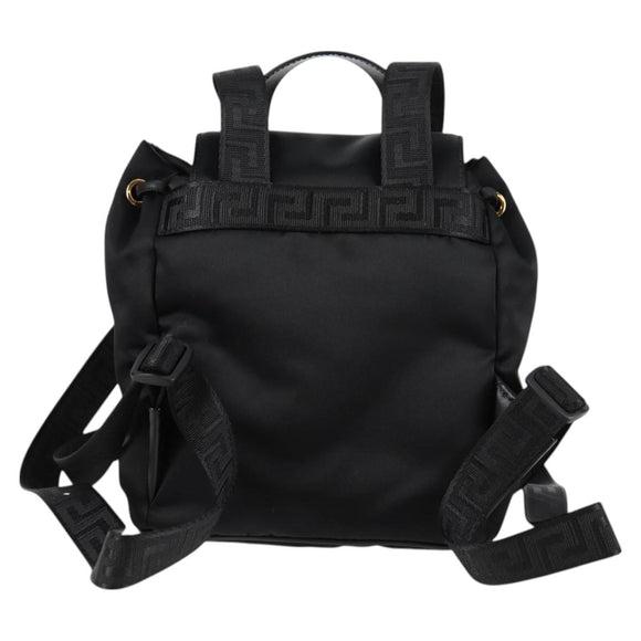 VERSACE Backpack Nylon Black Gold Auth 118730V
