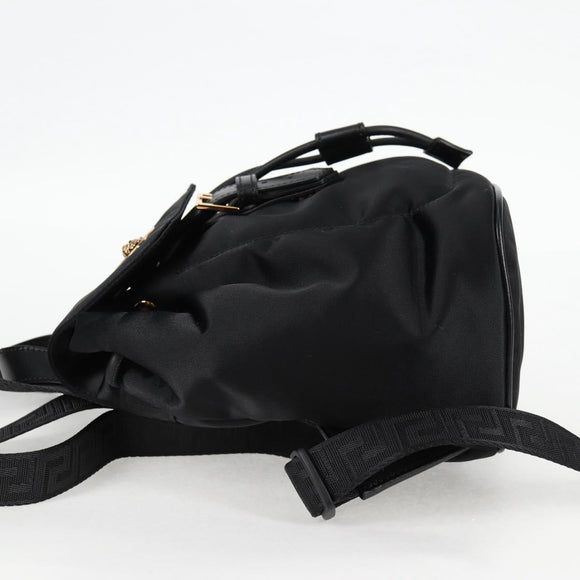 VERSACE Backpack Nylon Black Gold Auth 118730V