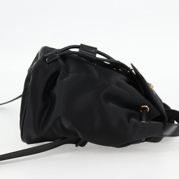 VERSACE Backpack Nylon Black Gold Auth 118730V