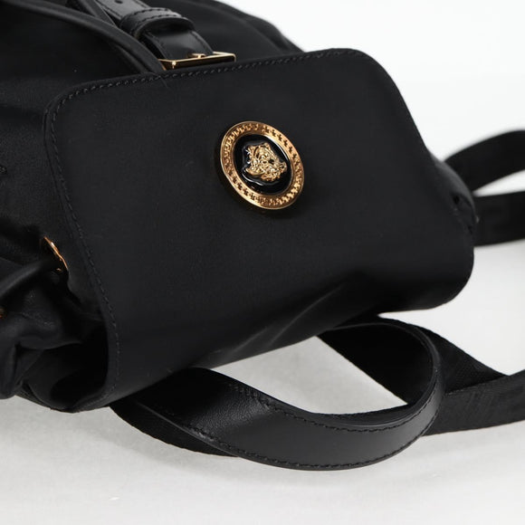VERSACE Backpack Nylon Black Gold Auth 118730V