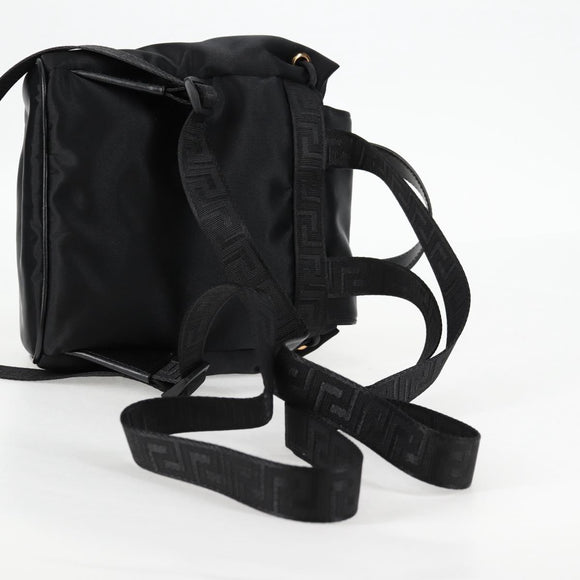 VERSACE Backpack Nylon Black Gold Auth 118730A