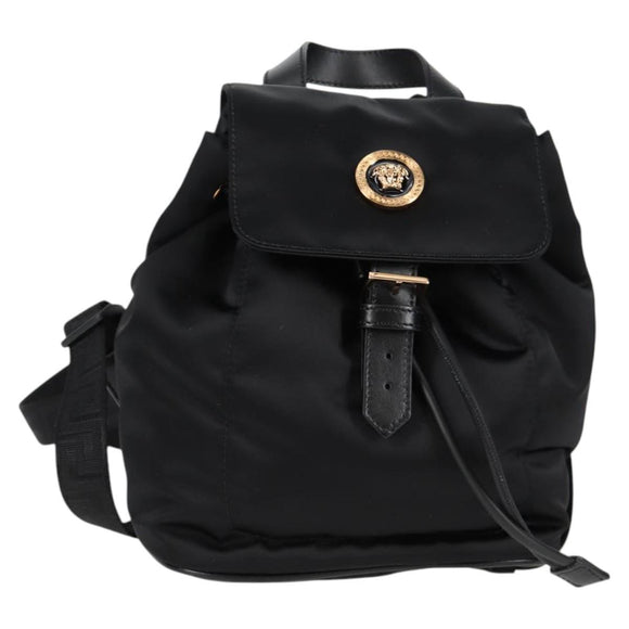 VERSACE Backpack Nylon Black Gold Auth 118731A