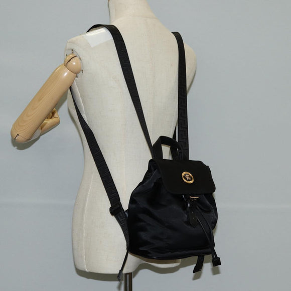 VERSACE Backpack Nylon Black Gold Auth 118731A