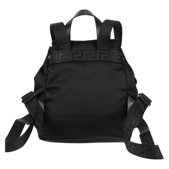 VERSACE Backpack Nylon Black Gold Auth 118731V