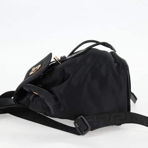 VERSACE Backpack Nylon Black Gold Auth 118731V