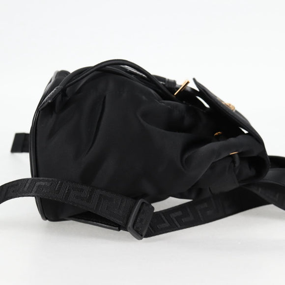 VERSACE Backpack Nylon Black Gold Auth 118731A