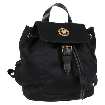 VERSACE Backpack Nylon Black Gold Auth 118732V