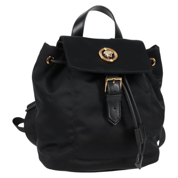 VERSACE Backpack Nylon Black Gold Auth 118732V