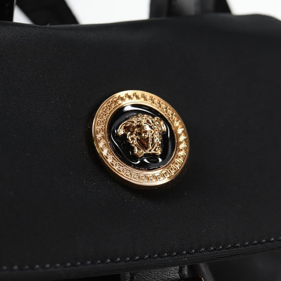 VERSACE Backpack Nylon Black Gold Auth 118732V