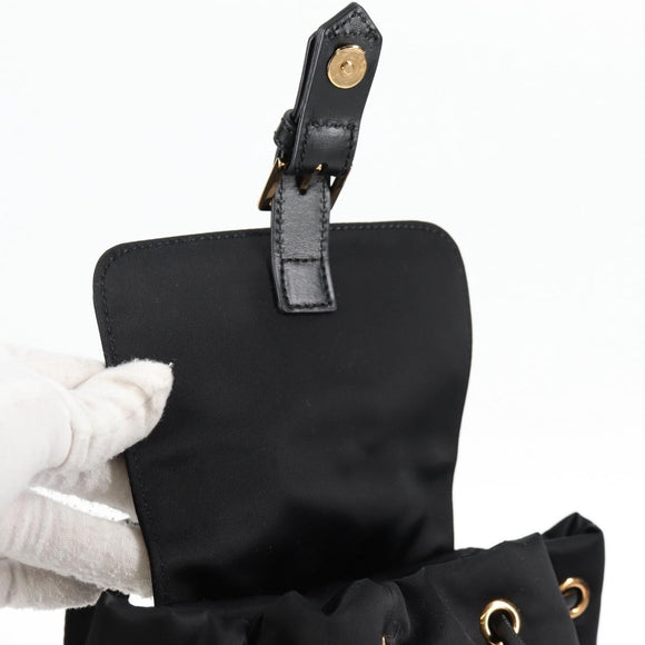 VERSACE Backpack Nylon Black Gold Auth 118732V