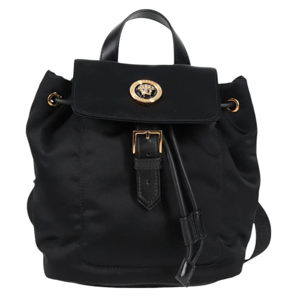 VERSACE Backpack Nylon Black Gold Auth 118732V