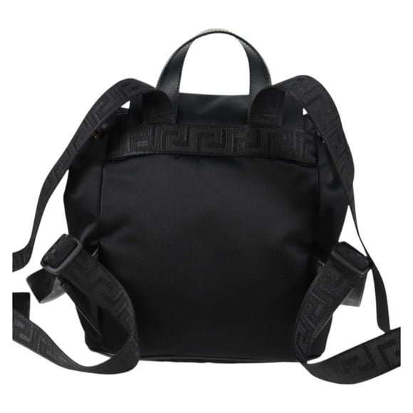 VERSACE Backpack Nylon Black Gold Auth 118732V