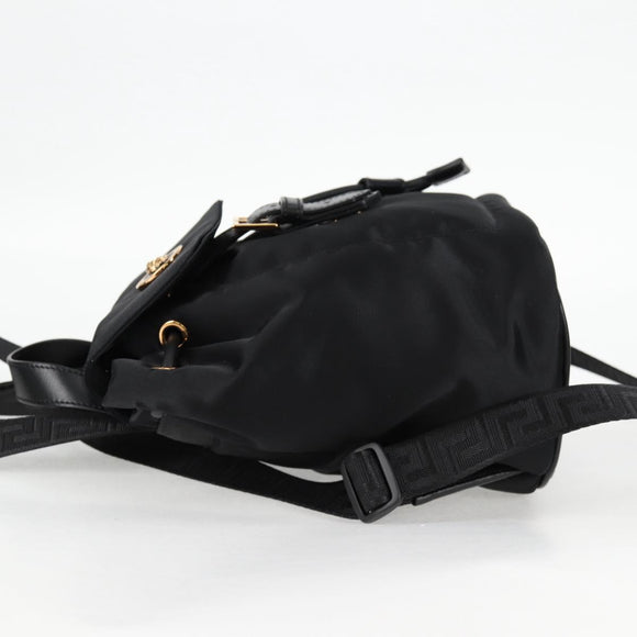 VERSACE Backpack Nylon Black Gold Auth 118732V