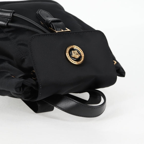 VERSACE Backpack Nylon Black Gold Auth 118732V
