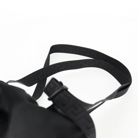 VERSACE Backpack Nylon Black Gold Auth 118733A