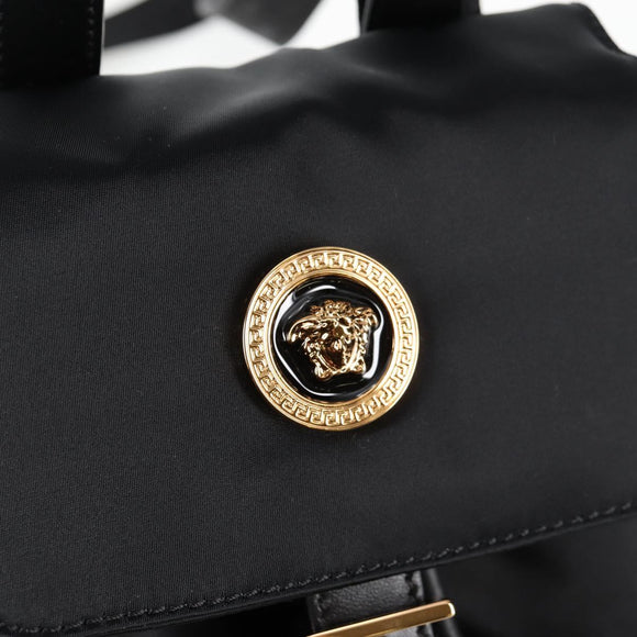 VERSACE Backpack Nylon Black Gold Auth 118733V