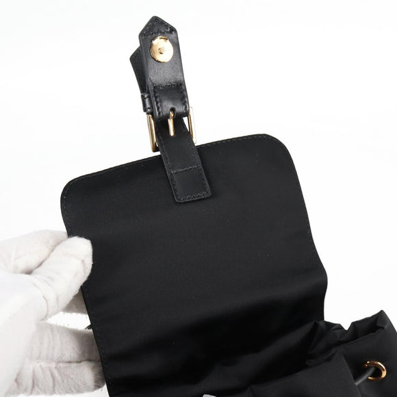 VERSACE Backpack Nylon Black Gold Auth 118733A