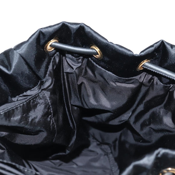 VERSACE Backpack Nylon Black Gold Auth 118733A