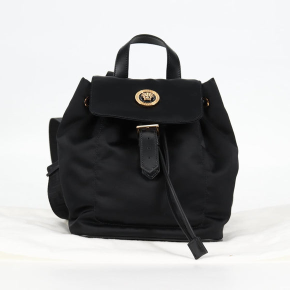 VERSACE Backpack Nylon Black Gold Auth 118733A