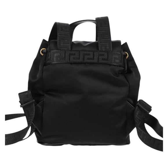 VERSACE Backpack Nylon Black Gold Auth 118733V