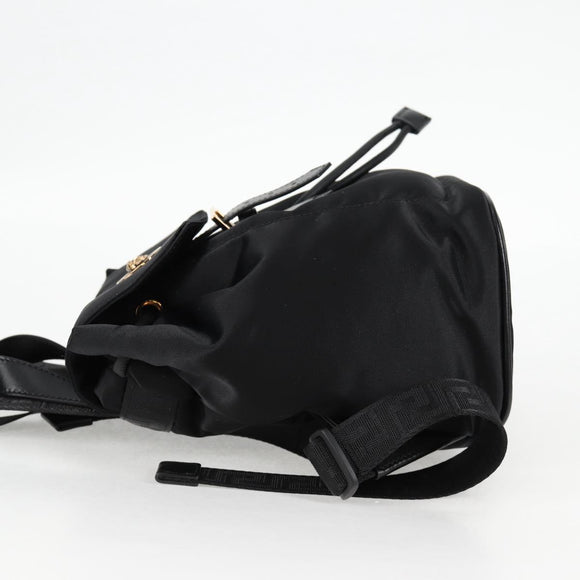 VERSACE Backpack Nylon Black Gold Auth 118733V