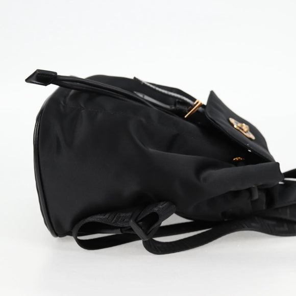 VERSACE Backpack Nylon Black Gold Auth 118733V