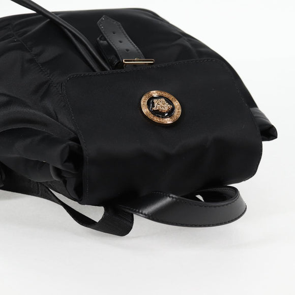 VERSACE Backpack Nylon Black Gold Auth 118733A