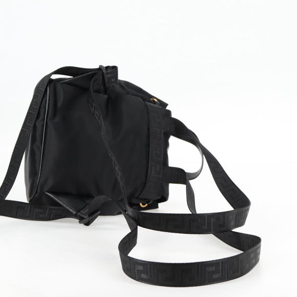 VERSACE Backpack Nylon Black Gold Auth 118733A