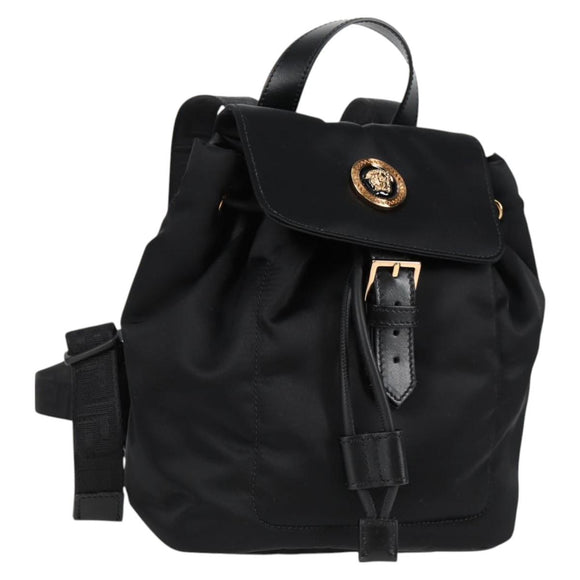 VERSACE Backpack Nylon Black Gold Auth 118734A