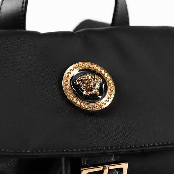 VERSACE Backpack Nylon Black Gold Auth 118734A
