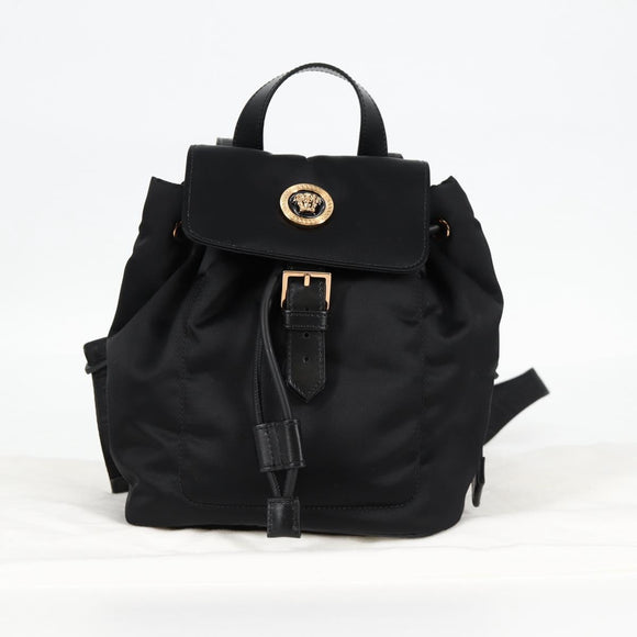 VERSACE Backpack Nylon Black Gold Auth 118734A