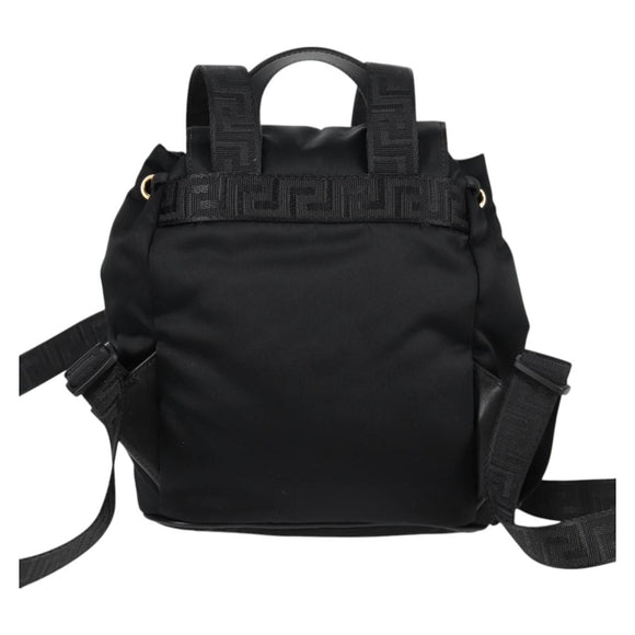 VERSACE Backpack Nylon Black Gold Auth 118734A