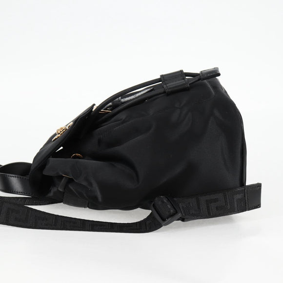 VERSACE Backpack Nylon Black Gold Auth 118734V