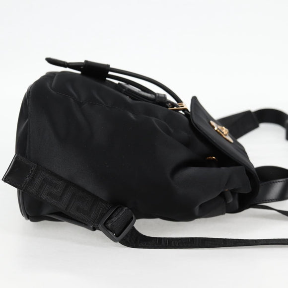 VERSACE Backpack Nylon Black Gold Auth 118734A