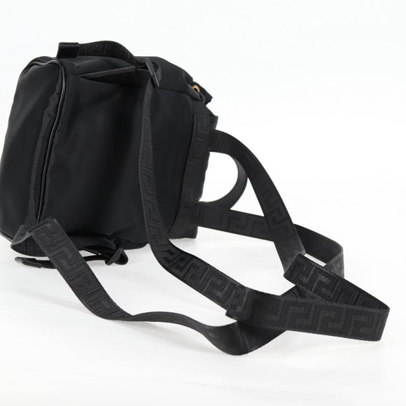 VERSACE Backpack Nylon Black Gold Auth 118734A