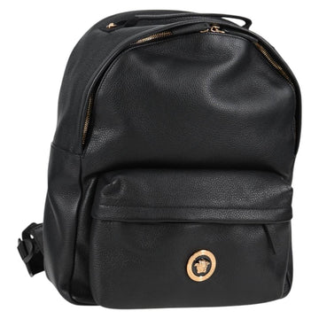 VERSACE Backpack Leather Black Gold Auth 118735M