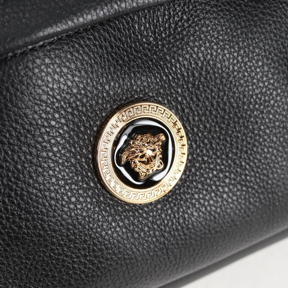 VERSACE Backpack Leather Black Gold Auth 118735M