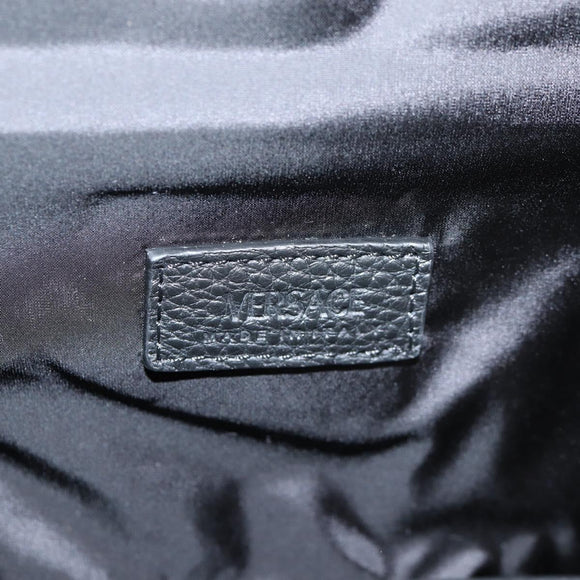 VERSACE Backpack Leather Black Gold Auth 118735M