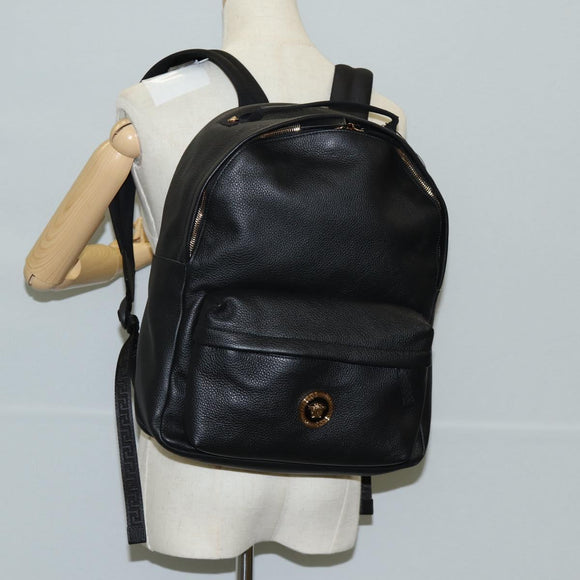 VERSACE Backpack Leather Black Gold Auth 118735M