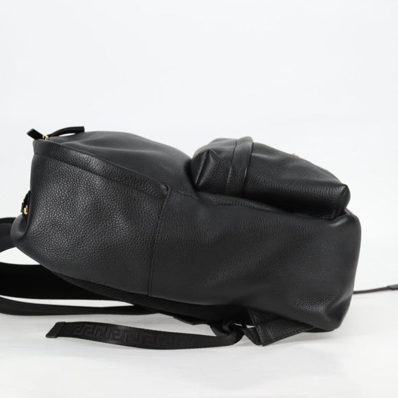 VERSACE Backpack Leather Black Gold Auth 118735M