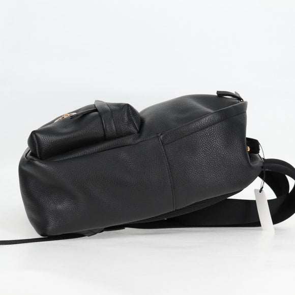 VERSACE Backpack Leather Black Gold Auth 118735M