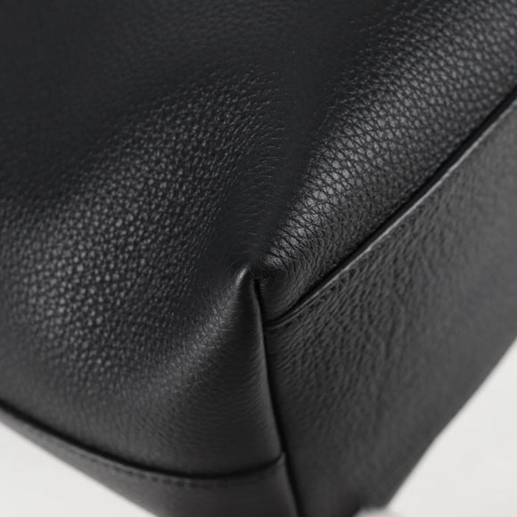 VERSACE Tote Bag Leather 2way Black Gold Auth 118738A