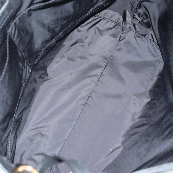 VERSACE Tote Bag Leather 2way Black Gold Auth 118738A