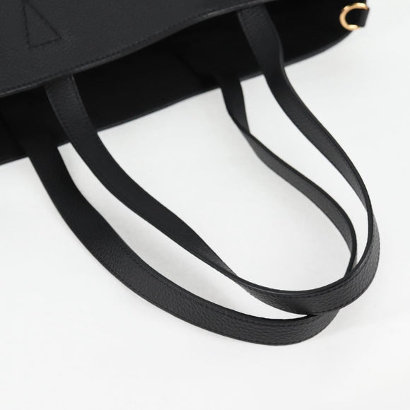 VERSACE Tote Bag Leather 2way Black Gold Auth 118738A