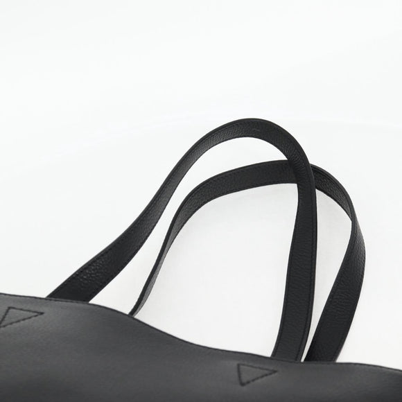 VERSACE Tote Bag Leather 2way Black Gold Auth 118739A